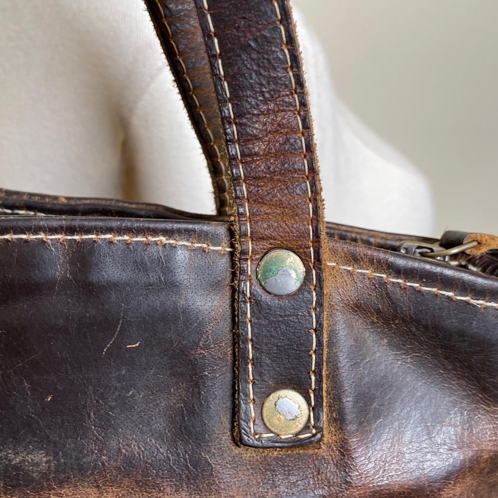 Myra Bag Distressed Brown Leather Satchel - Picture 6 of 12